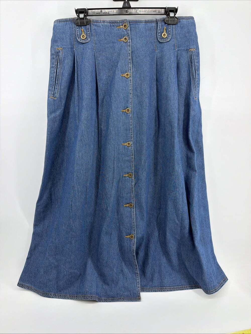 Rafaella Medium Wash Long Denim Skirt Sz 16 midi maxi flared A line 100% cotton